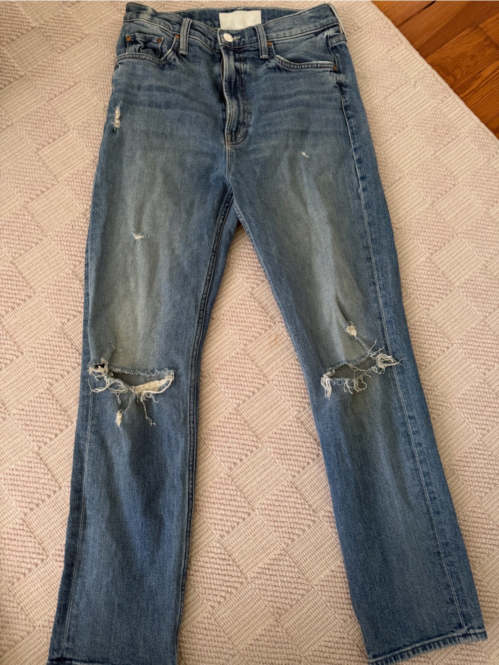MOTHER Women's Distressed Skinny Jeans in Blue